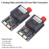 1 Analog Video and 2 RS232 data over Fiber Optical Transceiver Module TX 1310nm & RX 1550nm FC Singlemode up 20Km A pair